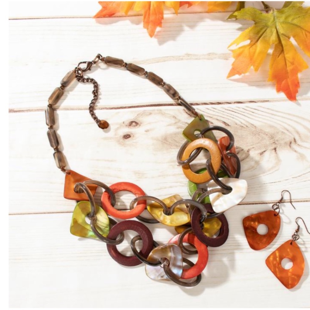 MischkaPu | Jewelry | Bohemian Earth Tone Statement Necklace Set Wooden ...